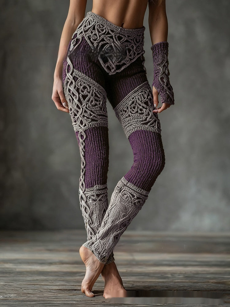 Retro 3D Digital Print Women's Casual Leggings