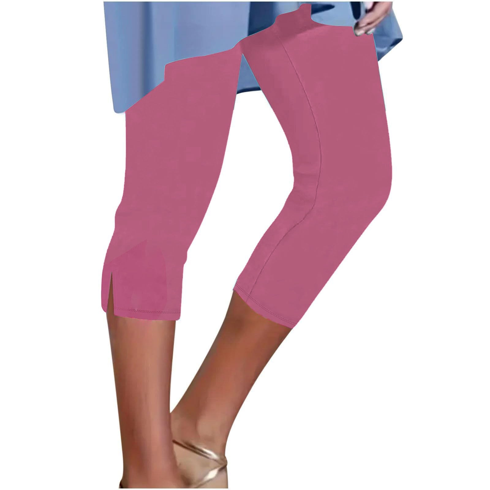 Women's Solid Color Breathable Slimming Split Cropped Pants