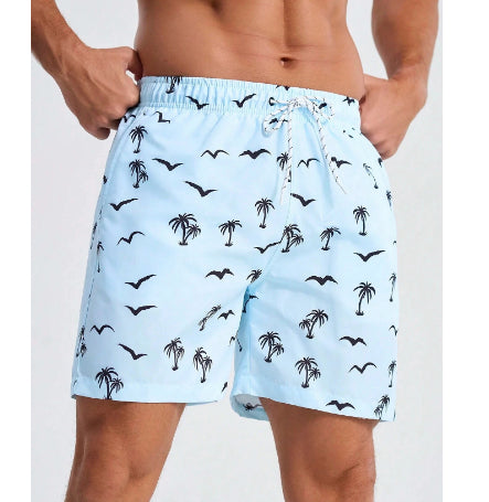 Mens Printed Beach Hawaiian Casual Shorts