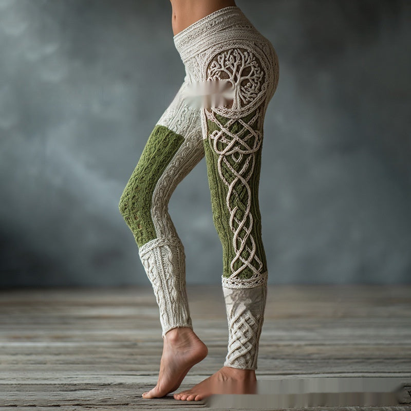 Retro 3D Digital Print Women's Casual Leggings