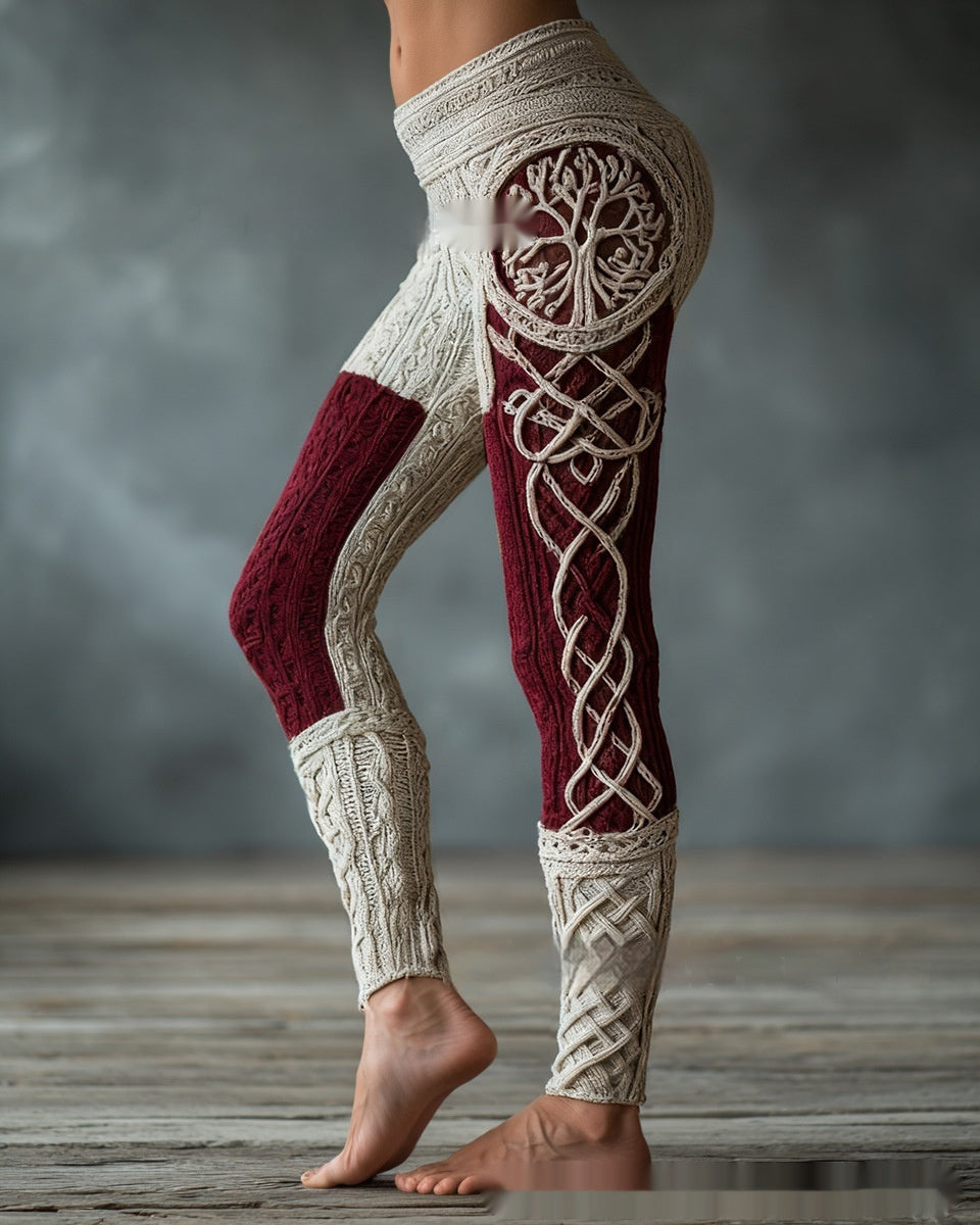 Retro 3D Digital Print Women's Casual Leggings