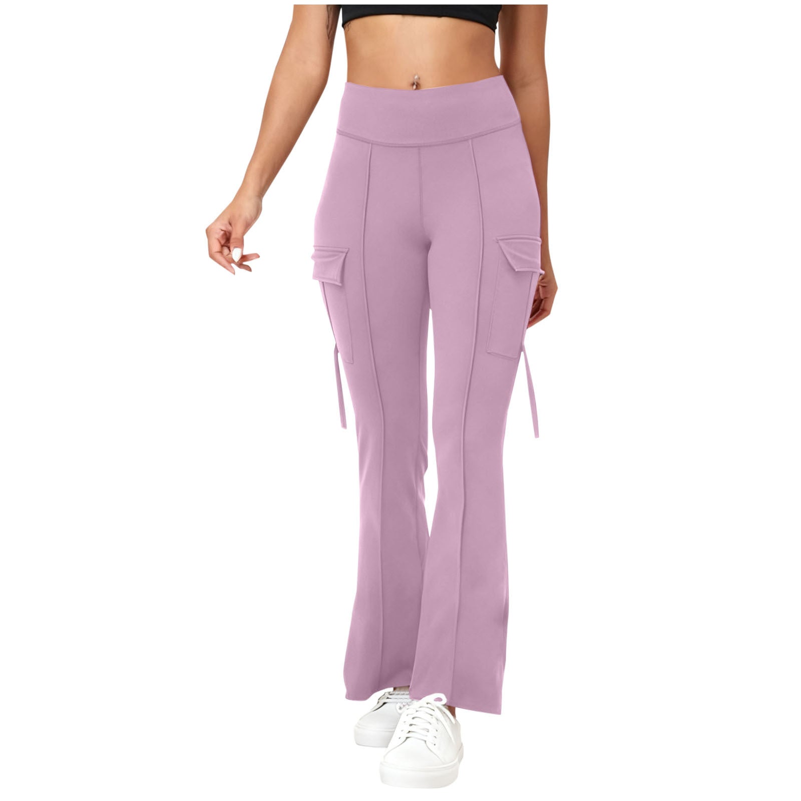Womens Fashion Solid-Color High-Waisted Yoga Pants
