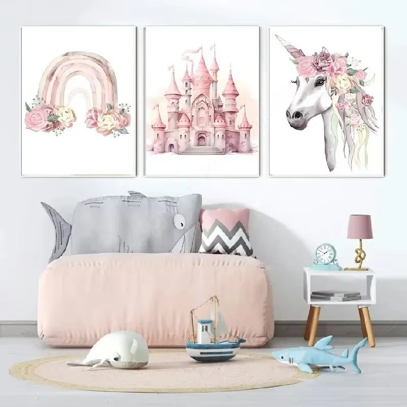 Rainbow Castle Crown Wall Painting Canvas Painting