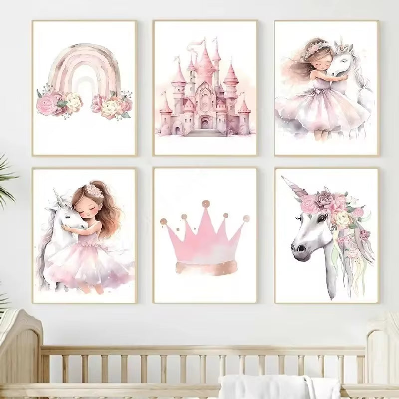Rainbow Castle Crown Wall Painting Canvas Painting