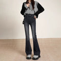 Black-gray Brushed Bootcut Skinny Jeans