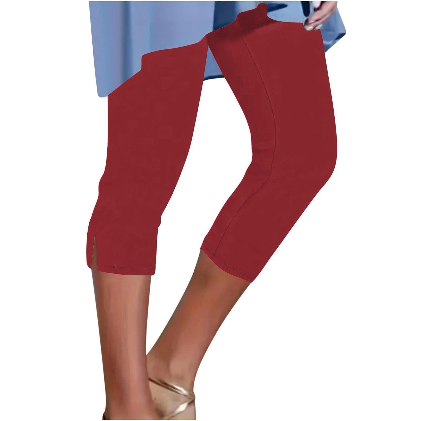 Women's Solid Color Breathable Slimming Split Cropped Pants