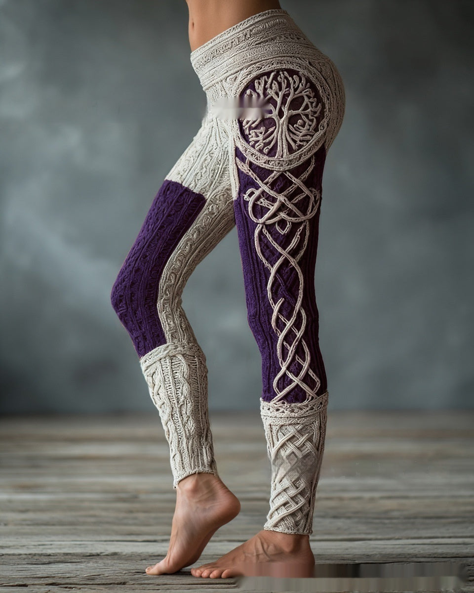 Retro 3D Digital Print Women's Casual Leggings