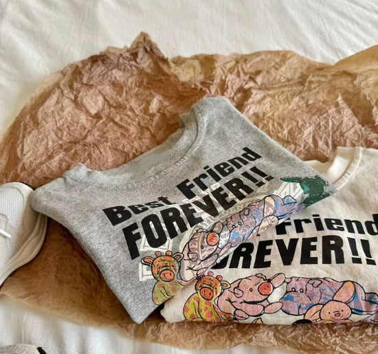 Summer Sweat-Absorbing Short-Sleeve Cartoon Half-Sleeve Top T-Shirt For Little Kids