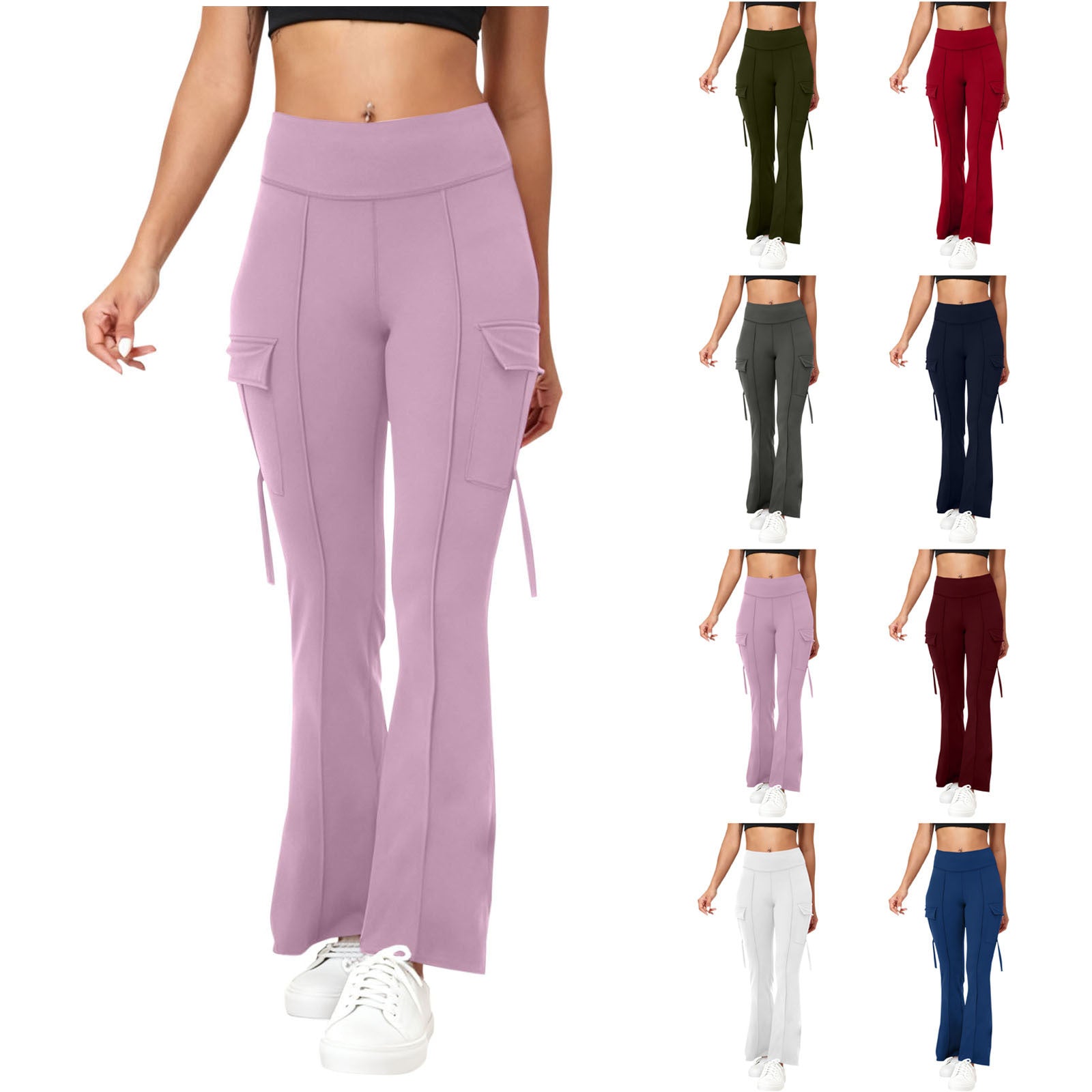 Womens Fashion Solid-Color High-Waisted Yoga Pants