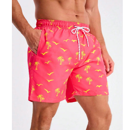 Mens Printed Beach Hawaiian Casual Shorts