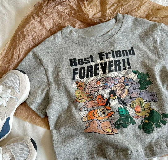 Summer Sweat-Absorbing Short-Sleeve Cartoon Half-Sleeve Top T-Shirt For Little Kids