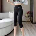 Women's Gray Pure Cotton High-Waist Cropped Leggings