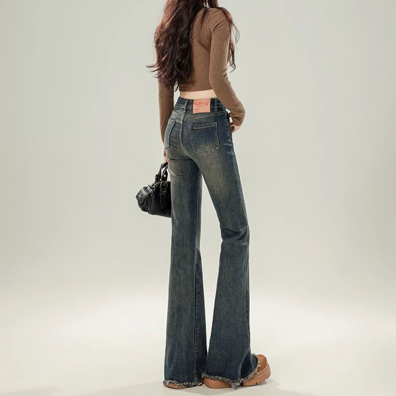Flared Denim Jeans For Women Autumn Cement Gray