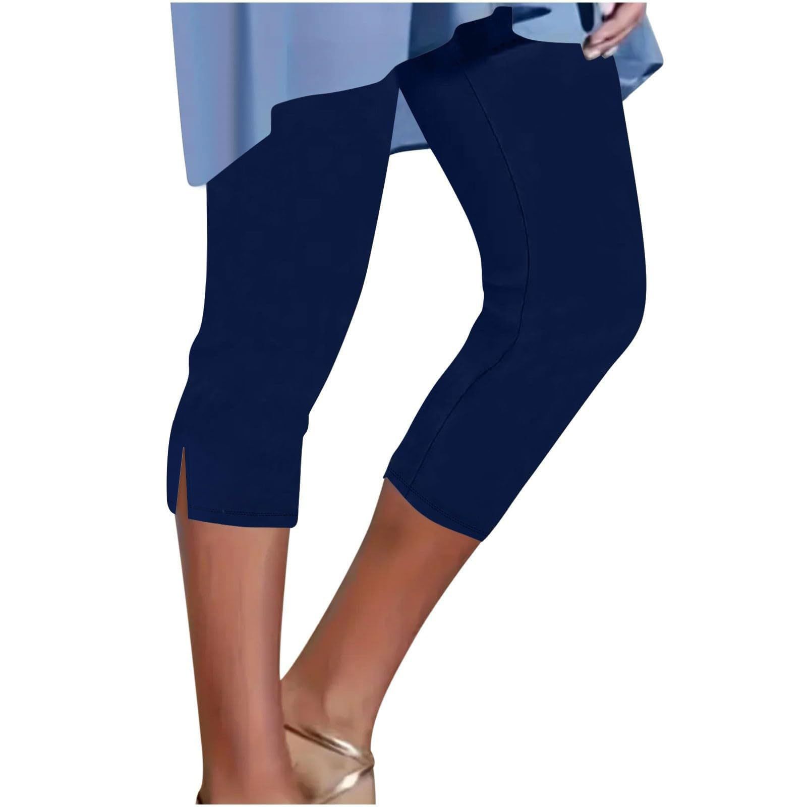 Women's Solid Color Breathable Slimming Split Cropped Pants