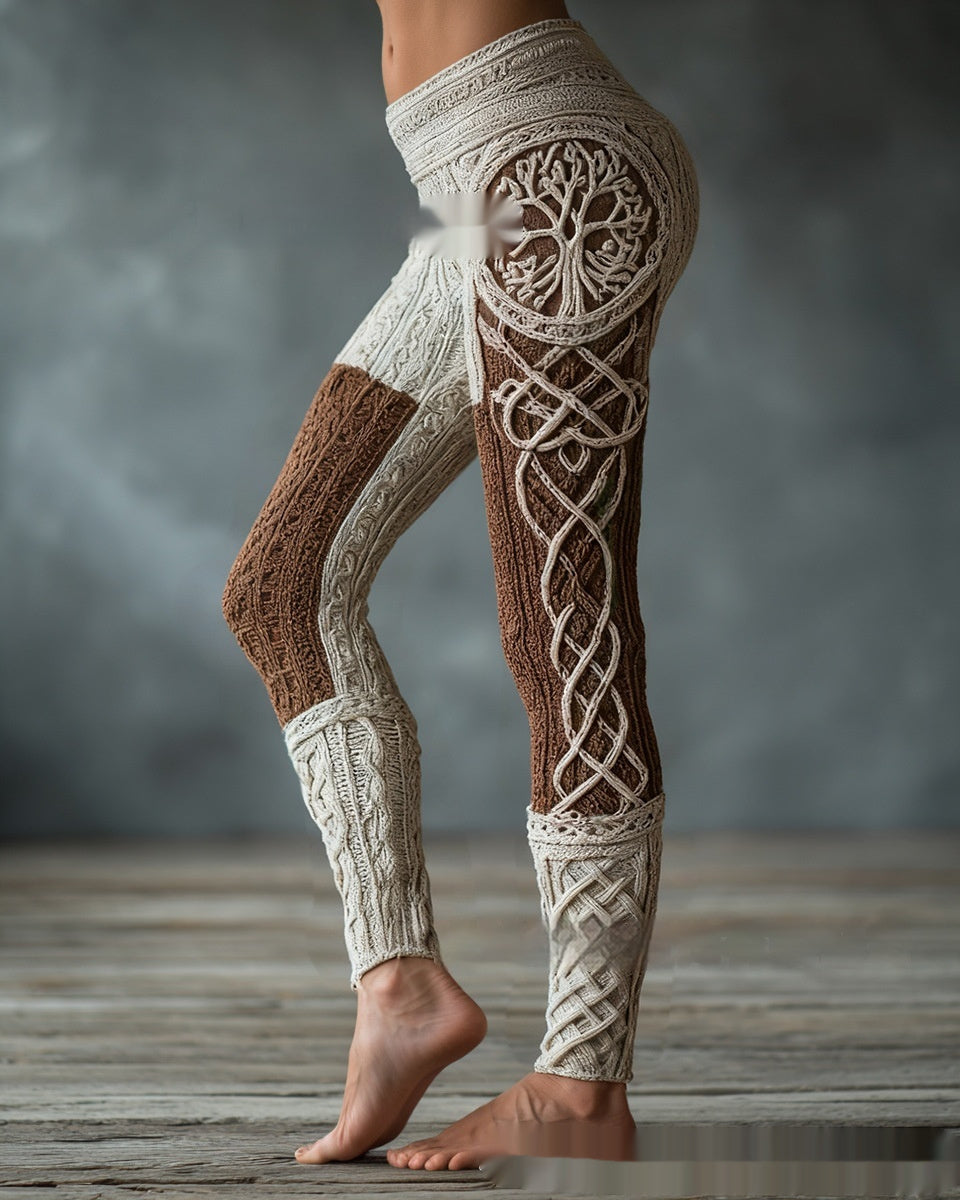 Retro 3D Digital Print Women's Casual Leggings